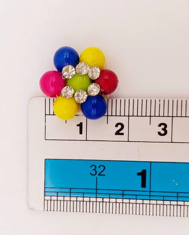 10 Beaded Floral Appliques In Multicoloured Beads and Rhinestones, Floral Appliques, Beaded Applique